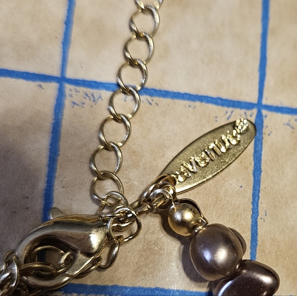 Vintage jasper and crystals necklace.  Goldtone. - Picture 3 of 8